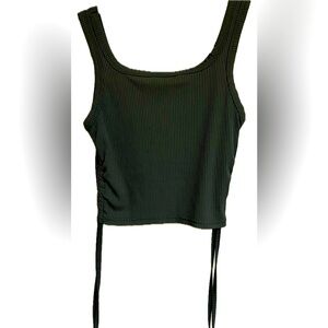 SHEIN EZwear Solid Drawstring Crop Tank Top